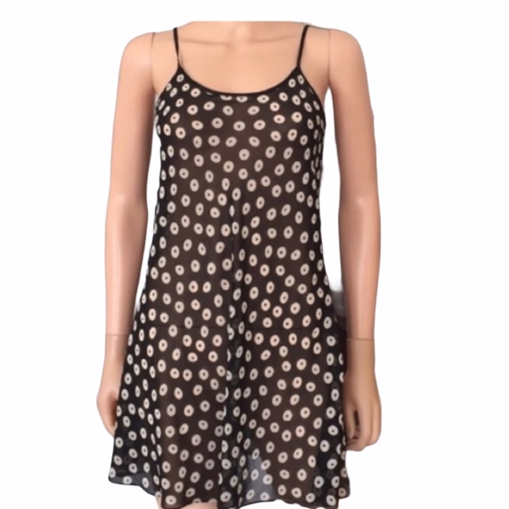 NWT NY&CO Black n Cream Polkadot Slip Dress